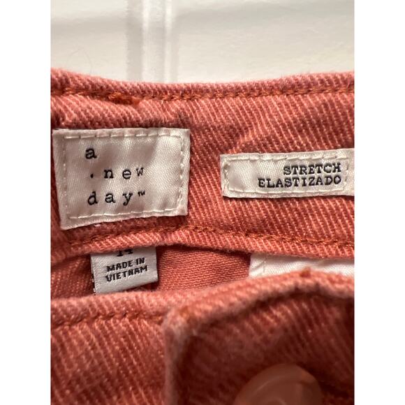 A New Day‎ Women’s High Waisted Stretch Cropped Wide Leg Pants Size 14 Orange - Picture 2 of 4